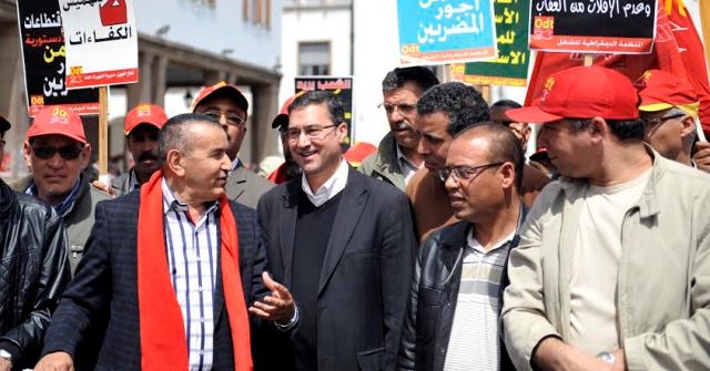 مسيرة لمنظمة نقابية مغربية في الرباط ضد سياسة حكومة بنكيران التقشفية