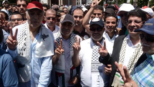 حضور سياسي وجماهيري حاشد  في مسيرة التضامن مع الشعب الفلسطيني في الرباط
