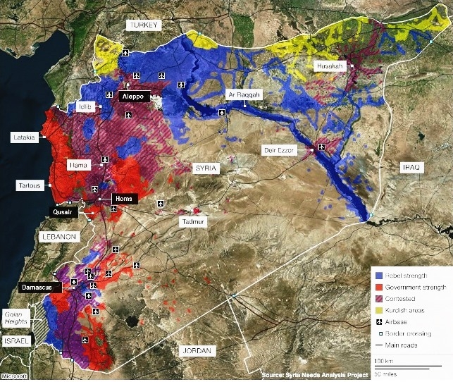 خريطة السيطرة العسكرية على الأرض السورية..