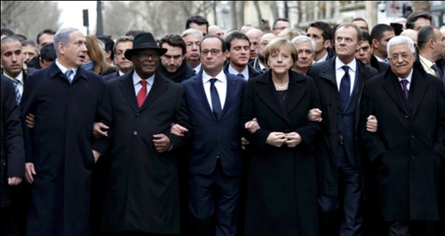 قادة العالم يتضامنون مع فرنسا في مسيرة باريس