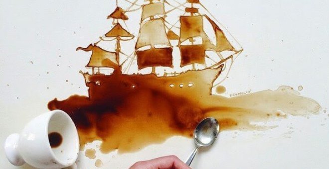 بالصور.. فنانة تبدع في الرسم بالقهوة والعسل والشوكولاتة!