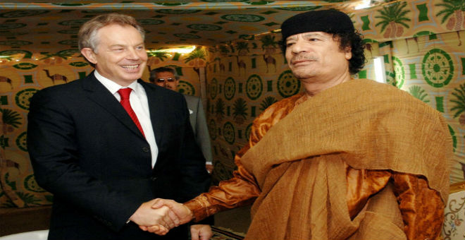 بلير حاول إنقاذ القذافي قبل قصف الناتو لليبيا