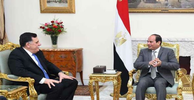 السيسي يستقبل رئيس حكومة الوفاق الليبية في القاهرة