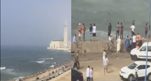 فيديو.. حادث غرق قرب مسجد الحسن الثاني
