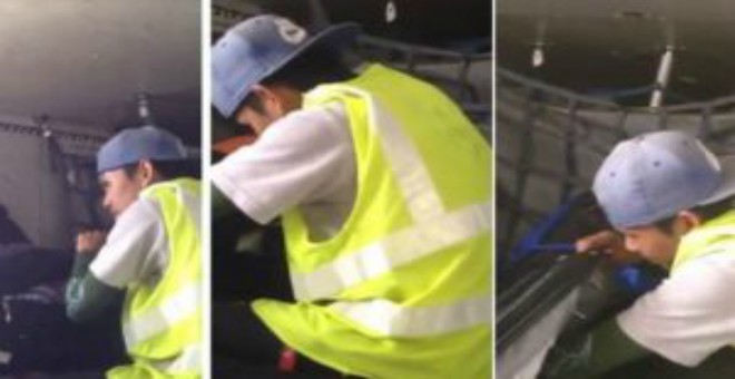 بالفيديو.. عامل أمتعة بالمطار يسرق حقائب الركاب
