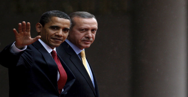 الرئيس الأمريكي باراك أوباما رفقة نظيره التركي رجب طيب أردوغان