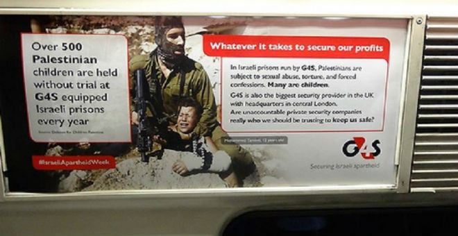 منشورات مناهضة للسياسة الإسرائيلية في مترو أنفاق لندن