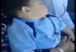 فيديو طريف لردة فعل طفل نائم في حلبة للـ”تبوريضة”!!