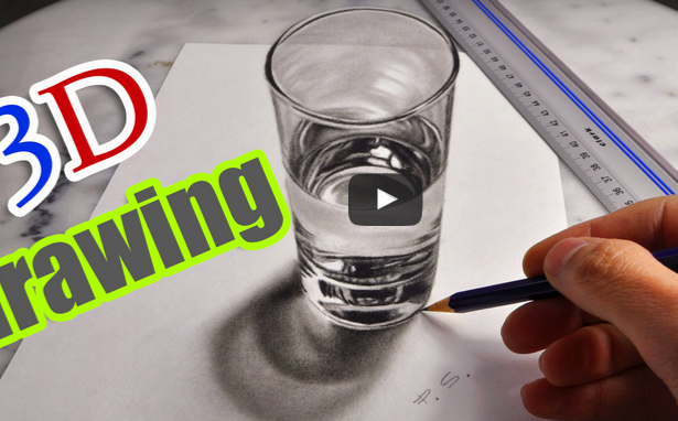 رسم 3D لكأس ماء لن تصدقه عينيك!