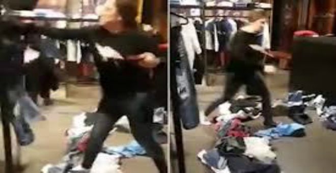 بالفيديو.. ردة فعل فتاة غاضبة رفض محل ملابس إعادة ما اشترته !