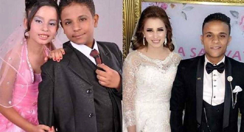 أصغر عروسين في مصر يدخلان القفص الذهبي
