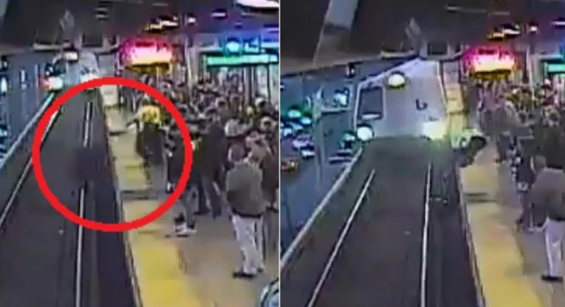 إنقاذ رجل كاد أن يسحقه قطار (فيديو)