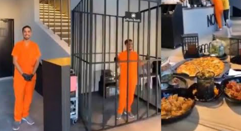 العاملون بالبدل الحمراء والأكل يقدم في أقفاص.. مطعم على هيئة سجن (فيديو)