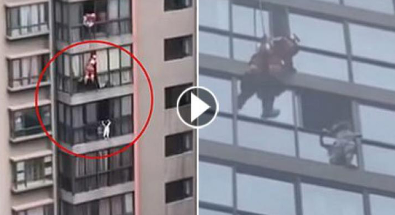 10 دقائق بين الحياة والموت.. إنقاذ طفلة من الطابق الـ14 في الصين