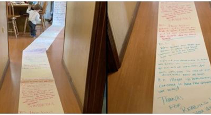 طفلة تكتب رسالة بطول 15 مترا لجارتها بهدف استعادة لعبها (صور)