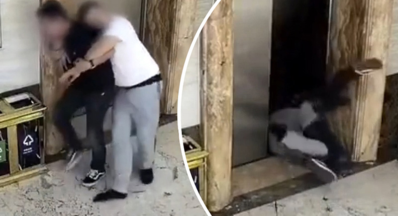 حادثة سقوط رجلين مخمورين في مصعد بالصين (فيديو)