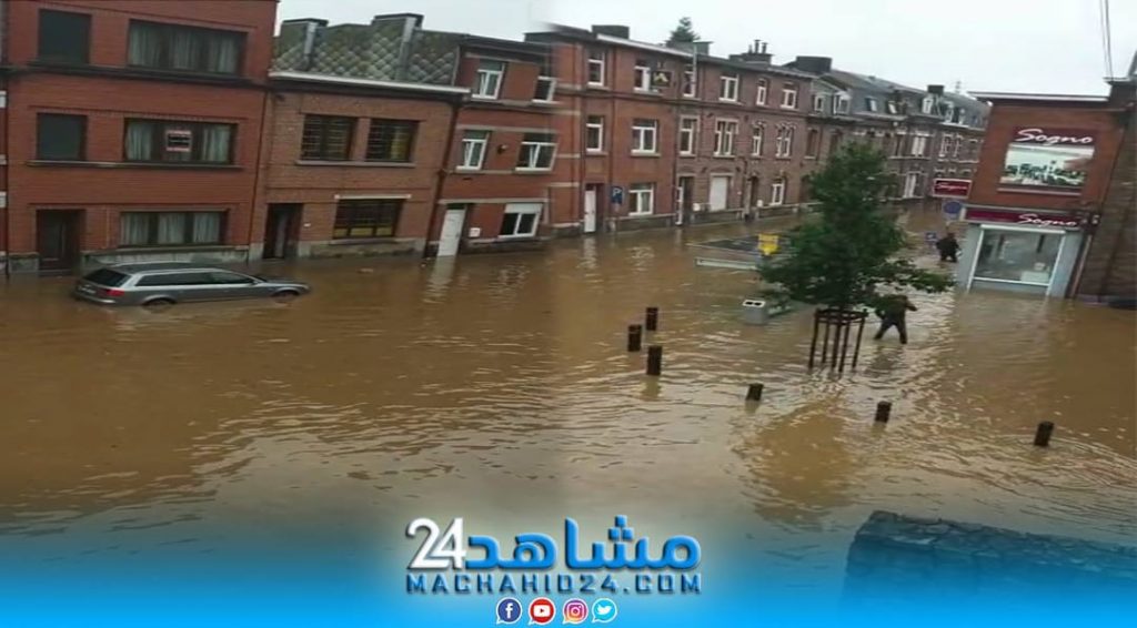 بالفيديو.. خوف وهلع مغاربة عالقين وسط فيضانات بلجيكا