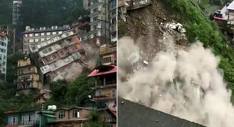 مشاهد مرعبة.. سقوط مبنى من 8 طوابق في انهيار أرضي مفاجئ بالهند (فيديو)