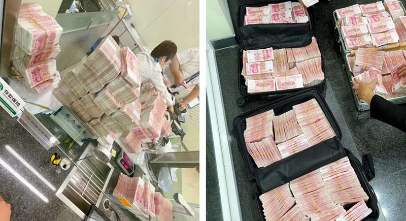 رجل صيني يجبر موظفي بنك على عد 5 ملايين يوان 