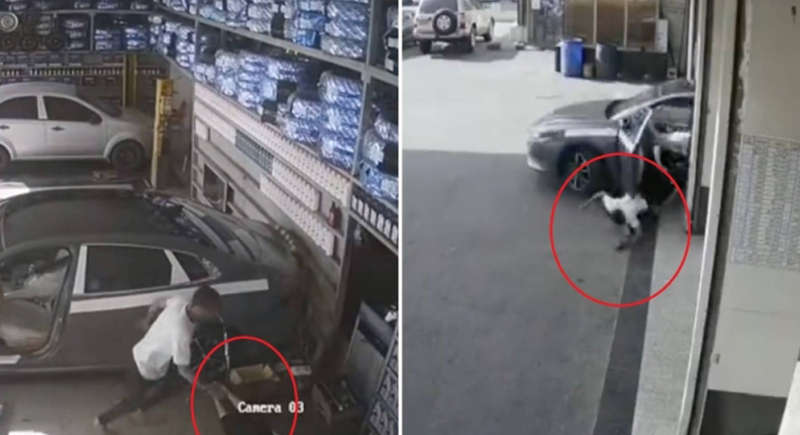 شاب يحبط سرقة سيارته في الرياض بطريقة هوليودية (فيديو)