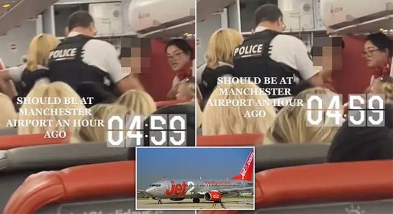 شابة شبه عارية تهدد بتفجير طائرة متجهة لبريطانيا (فيديو)