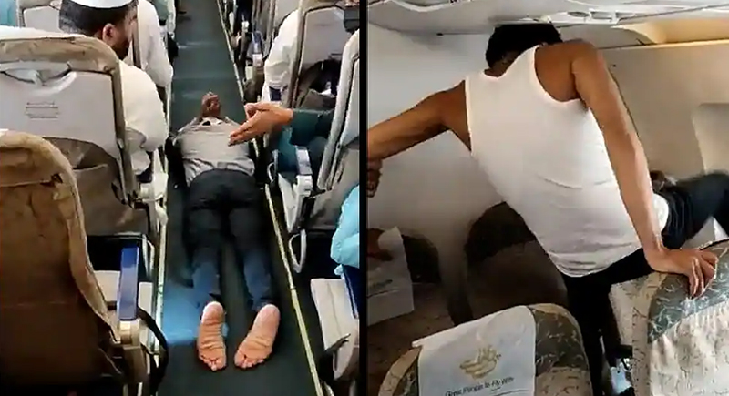 مسافر باكستاني يحاول تحطيم نافذة طائرة بعد إقلاعها (فيديو)