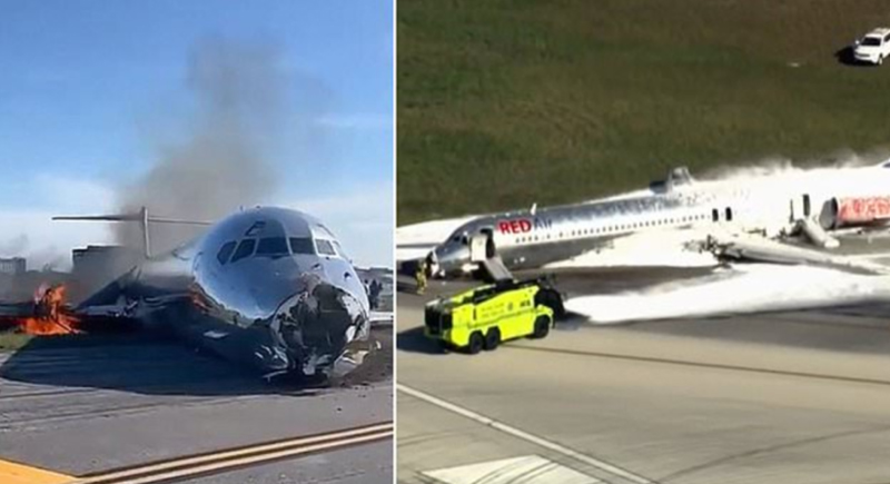 اندلاع حريق على متن طائرة ركاب بعد اشتعال النيران في شاحن محمول (فيديو)