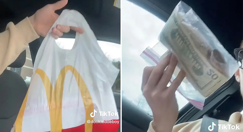 يعثر على 5 آلاف دولار بالخطأ مع وجبة من ماكدونالدز (فيديو)
